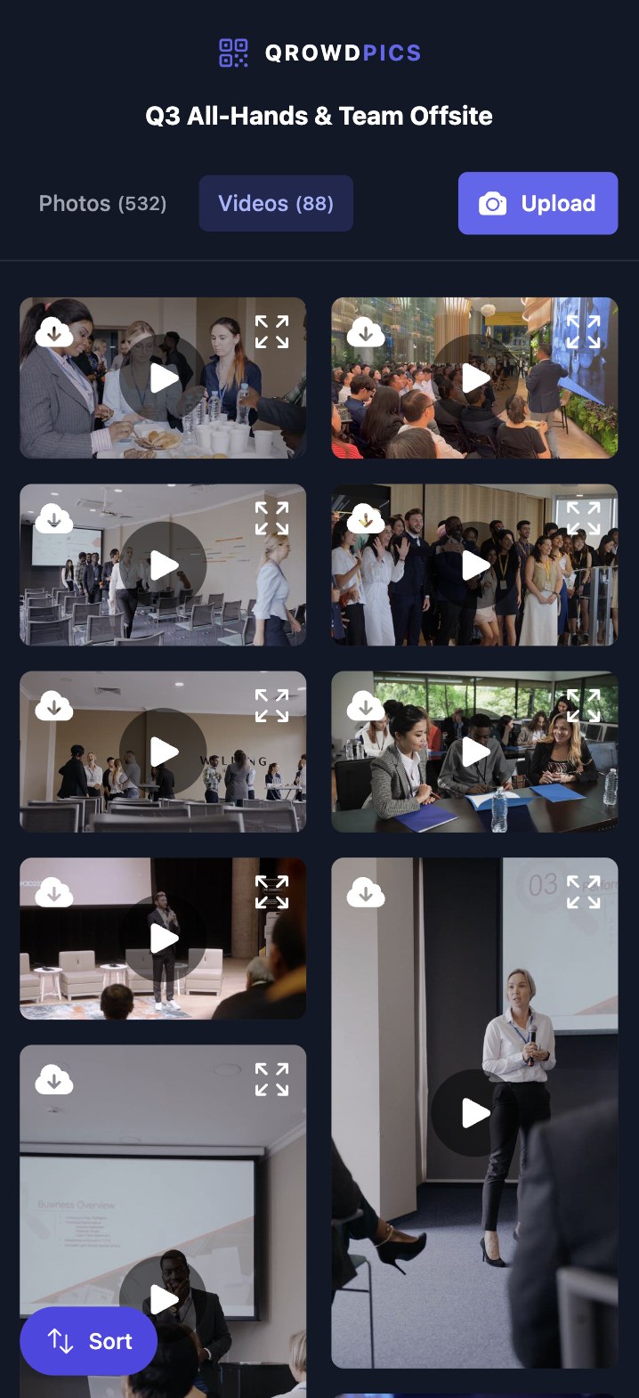Qrowd Pics event creation interface