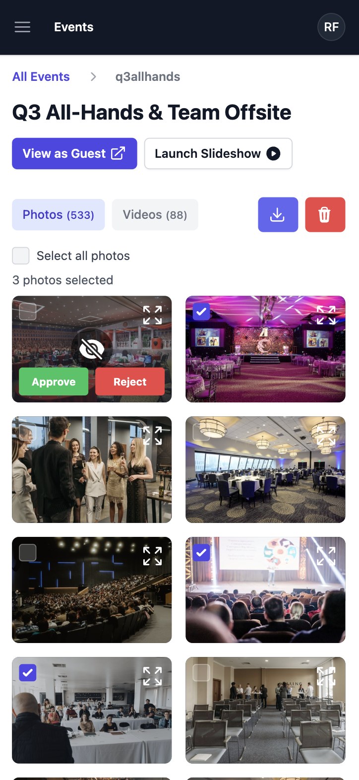 Qrowd Pics event creation interface